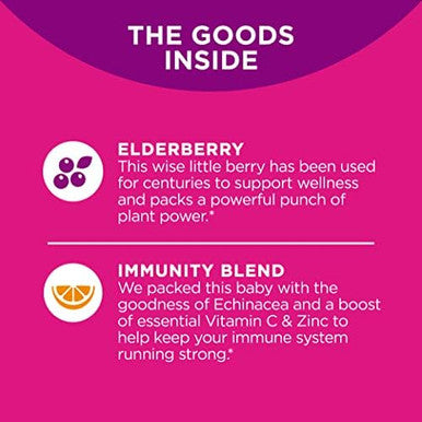 Olly Immunity Gummy, Immune Support, Elderberry, Zinc, Vitamin C, Supplement, Berry Flavor, 15 Day Supply - 45 Count