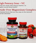 Vitalitown Magnesium Complex Supplement 500mg and 65mg Iron Supplement for Women Men for Sleep Muscle Blood Building and Energy Improvement