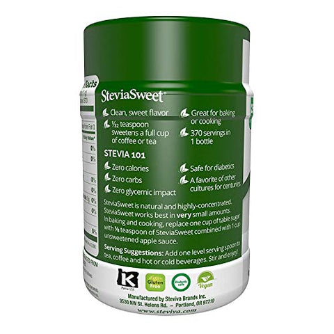 Steviva SteviaSweet - Pure Stevia Extract Fine Powder NonGMO Low Carb Sweetener (1.3 Ounce)