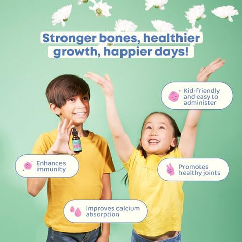 JoySpring Liquid Vitamin D3 with K2 Immune Support and Zinc Supplements for Kids Elderberry and Zinc Liquid