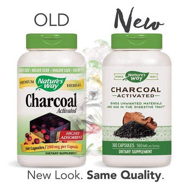Nature'S Way Activated Charcoal, Binds Unwanted Materials And Gas*, 560Mg Per Serving, 360 Capsules