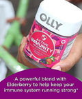 Olly Immunity Gummy, Immune Support, Elderberry, Zinc, Vitamin C, Supplement, Berry Flavor, 15 Day Supply - 45 Count