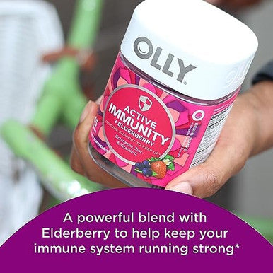 Olly Immunity Gummy, Immune Support, Elderberry, Zinc, Vitamin C, Supplement, Berry Flavor, 15 Day Supply - 45 Count