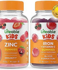 Lifeable Zinc Kids + Iron & Vitamin C Kids Gummies Bundle Great Tasting Vitamin Supplement Gluten Gmo Chewable Gummy