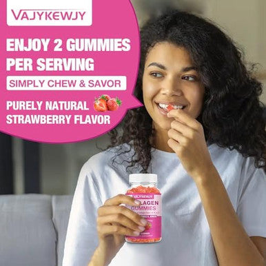 2-Pack Collagen Gummies For Women & Men - With Biotin, Vitamin C, & Zinc For Skin Radiance, Hair Growth, Strong Nails, & Joint Support, 120 Count