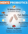 10 in 1 Magnesium Complex 120 Vegan Capsules and Probiotics for Men 70 Billion CFU 15 Strains