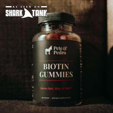 Pete & Pedro Biotin Gummies - Daily Hair Growth Strengthening Supplement For Stronger Hair, Skin, & Nails Cherry Flavor Biotin Gummy 5000Mcg Per Serving As Seen On Shark Tank, 60 Count