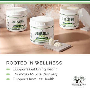 Double Wood Supplements Bovine Colostrum Powder For Women And Men For Gut Health 120 Grams