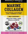 Mason Natural Marine Collagen with Biotin, Hyaluronic Acid, Turmeric and Zinc - Healthy Hair, Skin and Nails and Joints, Blueberry Pomegranate Hydrating Drink Mix, 14 Quick Dissolve Stick Packs