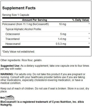 Swanson Policosanol 10 Milligrams 60 Capsules (2 Pack)