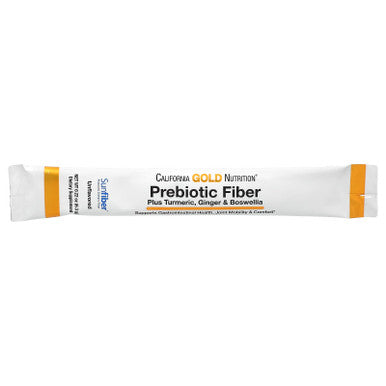 California Gold Nutrition Prebiotic Fiber Plus Turmeric, Ginger, & Boswellia, 30 Packets, 0.22 Oz (6.3 G) Each