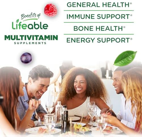 Lifeable Sugar Free Multivitamin Gummies with Iron Vitamin A C D E Niacin B6 Folate B12 Biotin Pantothenic Acid Zinc Great Tasting Adult Multivitamin Gummy 90 Gummies