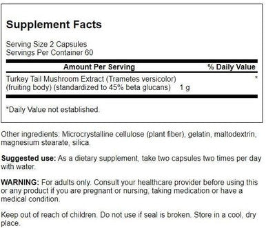 Swanson Turkey Tail Mushroom - Herbal Supplement - Natural Formula - (120 Capsules 500 mg)