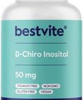 Bestvite D-Chiro Inositol (120 Vegetarian Capsules) - No Stearates - Vegan - Non GMO - Gluten - 1 Capsule for 40:1 Inositol Ratio