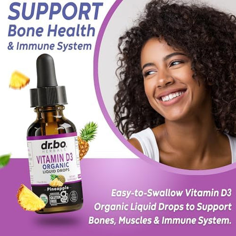 Vitamin D3 Liquid Drops Organic Vegan VIT D Liquid Vitamin D for Adults and Kids Oil 4000 IU Vegan Organic D3 Drops Sublingual Supplement Immune and Bone Health VIT Supplements NonGMO 30 Servings
