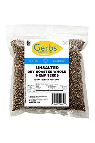 Gerbs Roasted Unsalted Whole Hemp Seeds 4 lbs. | Dry Roasted, Resealable Bag | Bold, Nutty Flavor & Crunch | Top 14 Allergen-Free