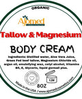 Beef Tallow & Magnesium Body Cream - Magnesium Body Butter - Grass Fed Beef Tallow Magnesium Cream, Full Body Hydration, For Cracked, Dry, Itchy Skin- Eczema Cream- Diaper Rash (Oatmeal & Honey)