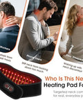 Rohvemj Cordless Neck Massager With Heat Red Light Therapy For Neck Neck Heating Pad For Pain Heated Neck Wrap 660Nm 850Nm Fsa Eligible Hsa Heated Neck Massager 3000Mah Battery Black