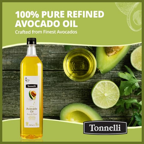 Tonnelli Premium Cold Pressed Naturally Refined Avocado Oil, 1 Liter | High Smoke Point 520F | Product of Spain Certified Kosher (including Passover)