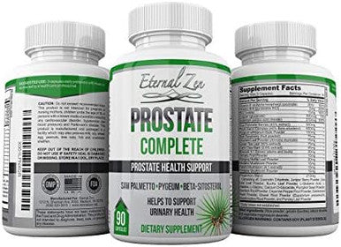 Prostate Complete Herbal Health Support Supplements For Men, Saw Palmetto Stinging Nettle Pygeum Beta-Sitosterol Reishi Shiitake, 90 Count Capsule