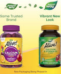 Nature'S Way Alive Daily Calcium & Vitamin D3 Gummies, Bone Support, Immune Support, Strawberry And Raspberry- Lemonade Flavored, 60 Gummies (Packaging May Vary)
