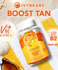 Ivybears Glow Tanning Gummies - Beta Carotene Vitamin A C D2 & E - [Ai Tanning Specialist Ada] Supports Healthy Tan & Glow - Vegan & Made In Germany - Pack Of 60 - Boost Tan