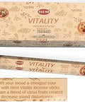 HEM - Vitality - Incense Sticks - Pack of 6 (20 Sticks Each 120 Total)