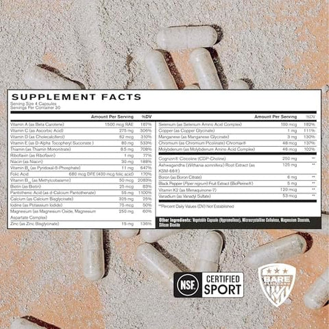BARE PERFORMANCE NUTRITION BPN Strong MultiVitamin 30 Day Supply + Recover PostWorkout Muscle Recovery Drink Mix Fruit Punch 25 Servings Foundational Health + PostWorkout Recovery Bundle