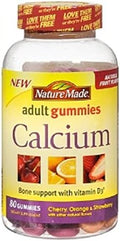 Nature Made Calcium Adult Gummies Cherry Orange and Strawberry 80 Ea (Pack Of 4)