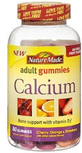 Nature Made Calcium Adult Gummies Cherry Orange & Strawberry 80 Ea (Pack Of 4)