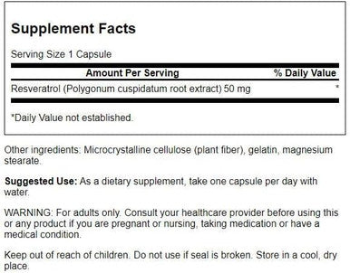 Swanson Resveratrol 50 50 Milligrams 30 Capsules (4 Pack)