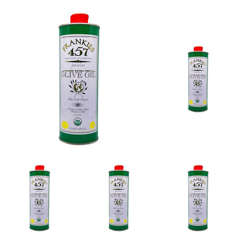 Frankies 457 Organic Extra Virgin Olive Oil - Premium Castelvetrano Olive Oil - Harvested in Sicily - Pure Authentic Italian - Monovarietal - Rich in Flavor - First Cold Pressed - 33.8 fl oz (1 L)