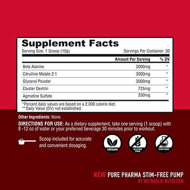 Metabolic Nutrition Stim Free Pump
