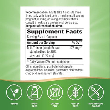 Nature'S Way Thisilyn With Standardized Milk Thistle Extract, Supports Liver Function, Silymarin, Vegan, 100 Capsules (Packaging May Vary)