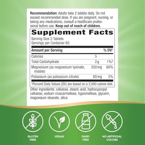 NatureS Way Krebs Magnesium Potassium Complex Cellular Energy Support With Magnesium Lysinate and Malate And Potassium Citrate Vegan Gluten and Dairy 120 Tablets (Packaging May Vary)