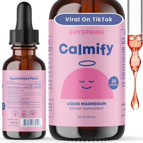 JoySpring Kids Daily Magnesium Routine Glycinate and Citrate Liquid Drops with LTheanine Chamomile and Passion Flower KidFriendly Mineral Supplement for Children