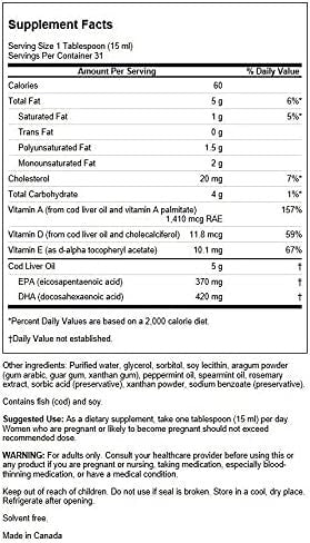 Swanson Emulsified Cod Liver Oil (Mint) 16 fl Ounce (1 pt) (473 ml) Liquid