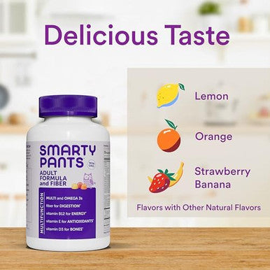 Smartypants Fiber Supplement & Multivitamin For Men & Women: Multivitamin Fiber Gummies With Vitamin D3, C, Vitamin B12, B6, Vitamin A, K & Zinc, Omega 3 Fish Oil (Epa/Dha), 180 Count (30 Day Supply)