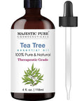 MAJESTIC PURE Tea Tree Essential Oil, Therapeutic Grade, Pure and Natural Premium Quality Oil, 4 fl oz