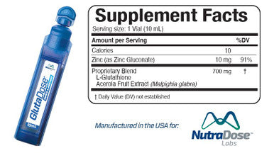 GlutaDose | Detox Every Day | Support Immune Function and Increase Energy | Glutathione + Acerola Extract Blend (700 mg) | Zinc (10 mg) | Liquid Vials |(30 Doses)