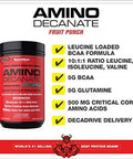 Musclemeds Amino Decanate Intra Post Workout Drink Full Spectrum Amino Acid Complex Leucine Muscle Recovery Fruit Punch 30 Servings
