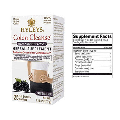 Hyleys Colon Cleanse Blackberry (1 Pack) And Hyleys Slim Tea Acai Berry Flavor Weight Loss Herbal Supplement Cleanse And Detox 25 Tea Bags (1 Pack)