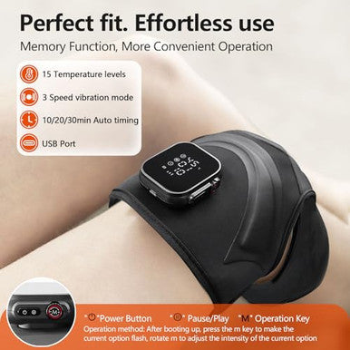 Emicool Cordless Knee Massager With Heat Vibration Heated Electric Knee Brace Massager For Pain Relief Muscle Relaxation 3 In 1 Knee Warmers Wrap For Shoulder Leg Elbow 4 Motors Christmas s For Dad Mom