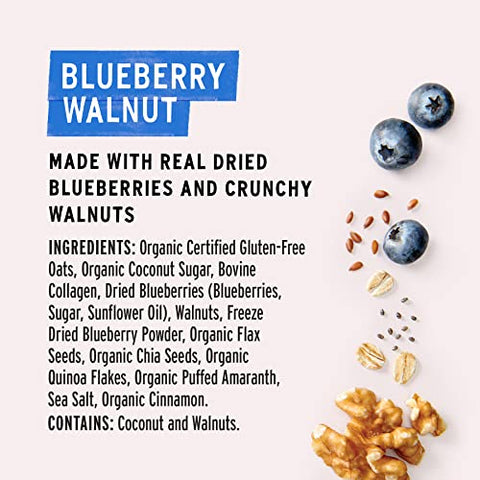 Purely Elizabeth, Blueberry Walnut, Superfood Oatmeal Pouch 8oz (8oz Bag), Collagen, Gluten-Free, Organic Oats (Pack of 2)