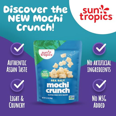 Sun Tropics Mochi Snack Bites Sea Salt Dairy Free Gluten Free 3.5 Oz (Pack of 12)