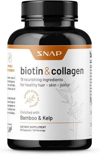 Collagen Biotin Capsules Hair Nails And Skin Vitamins For Women Supplements For Hair Growth Joint Support Vitamins For Women Collagen And Biotin Keratin Vitamin B7 Bamboo Kelp 60 Capsules
