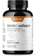 Collagen Biotin Capsules Hair Nails And Skin Vitamins For Women Supplements For Hair Growth Joint Support Vitamins For Women Collagen And Biotin Keratin Vitamin B7 Bamboo Kelp 60 Capsules