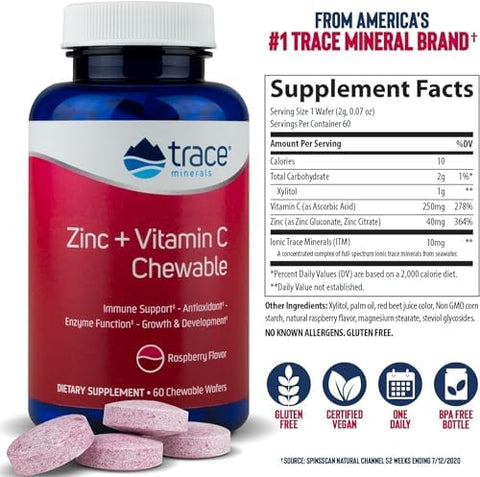 TRACE MINERALS RESEARCH Raspberry Chewable Zinc 60 Count 60 CT