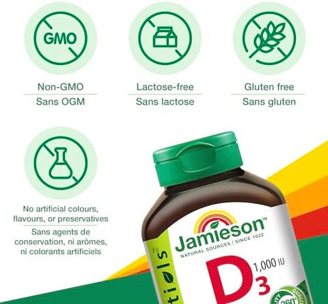 Vitamin D3 1000 Iu Bonus 240 Tabs Brand Jamieson Laboratories