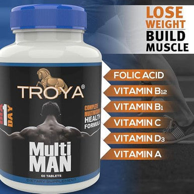 Multivitamin For Men - Daily Mens Multivitamins Supplement. Mens Vitamins A, C, D, B1, B2,B3,B5, B6 & B12, Zinc & More.